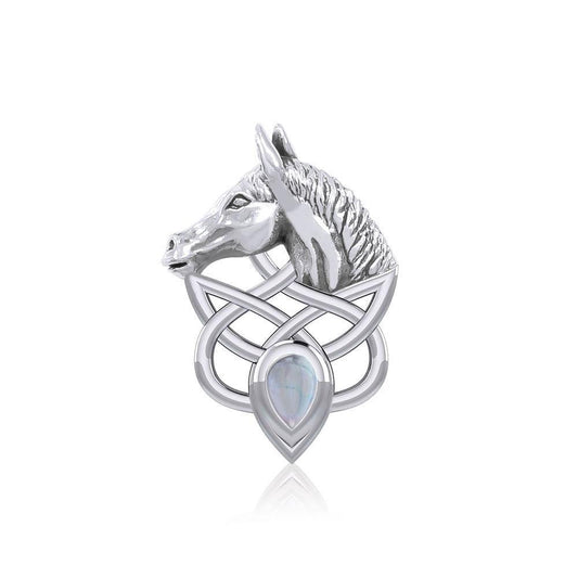 Silver Horsehead Knotwork Pendant with Gemstone  TPD5727 - Wholesale Jewelry