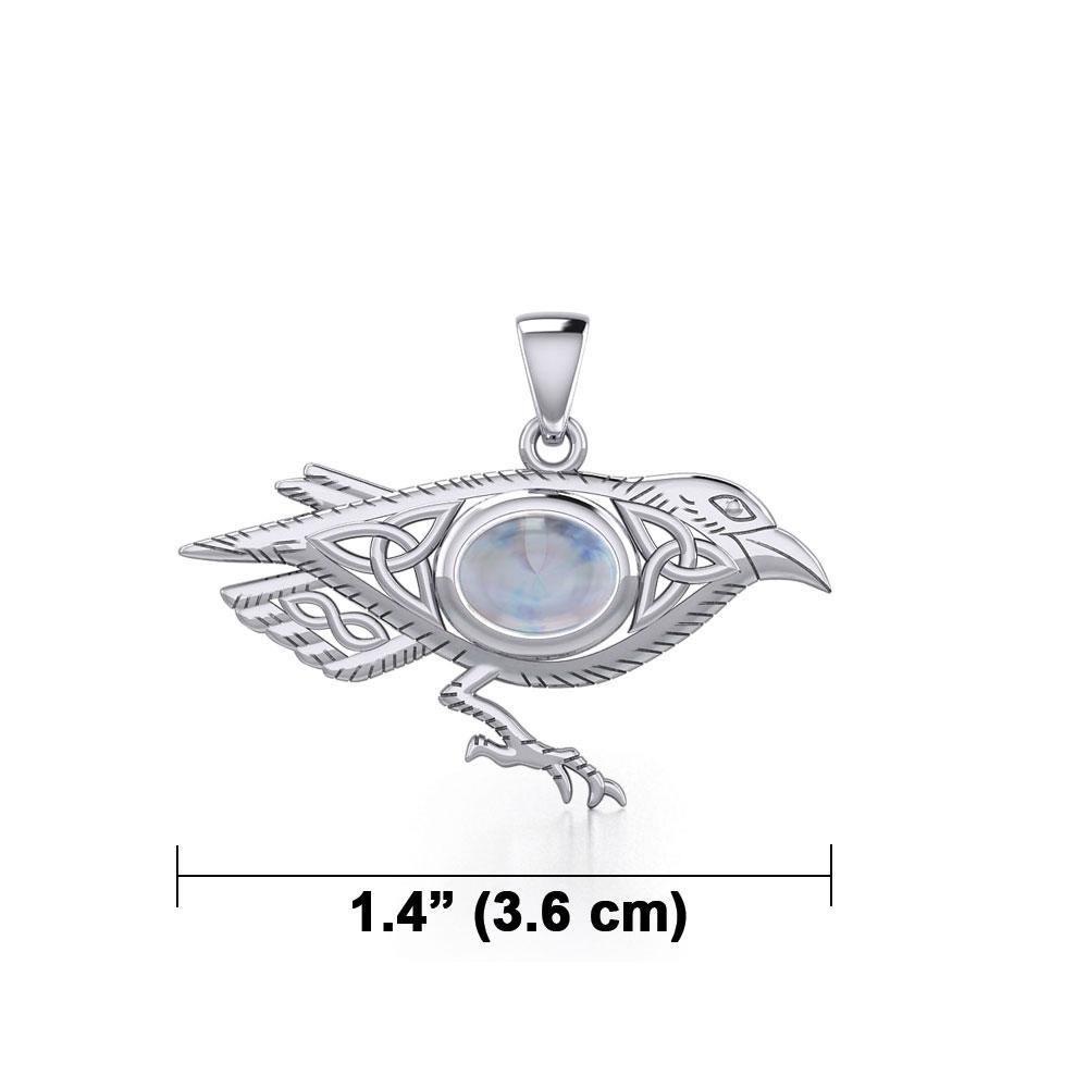 Celtic Raven Silver Pendant with Gemstone TPD5728 - Wholesale Jewelry