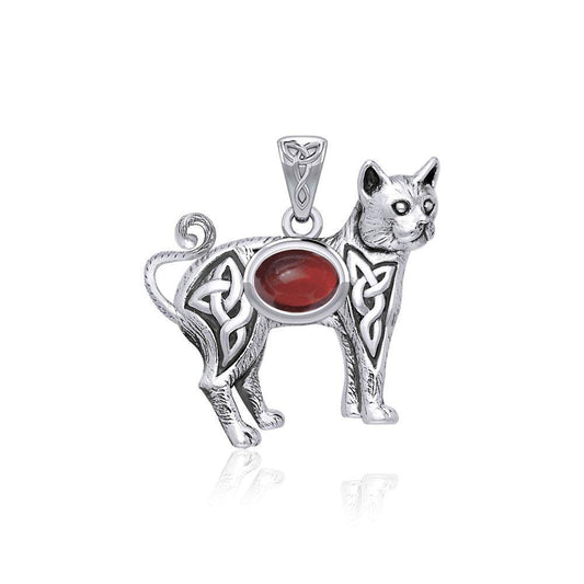 Celtic Cat Pendant with Gemstone TPD5729 - Wholesale Jewelry