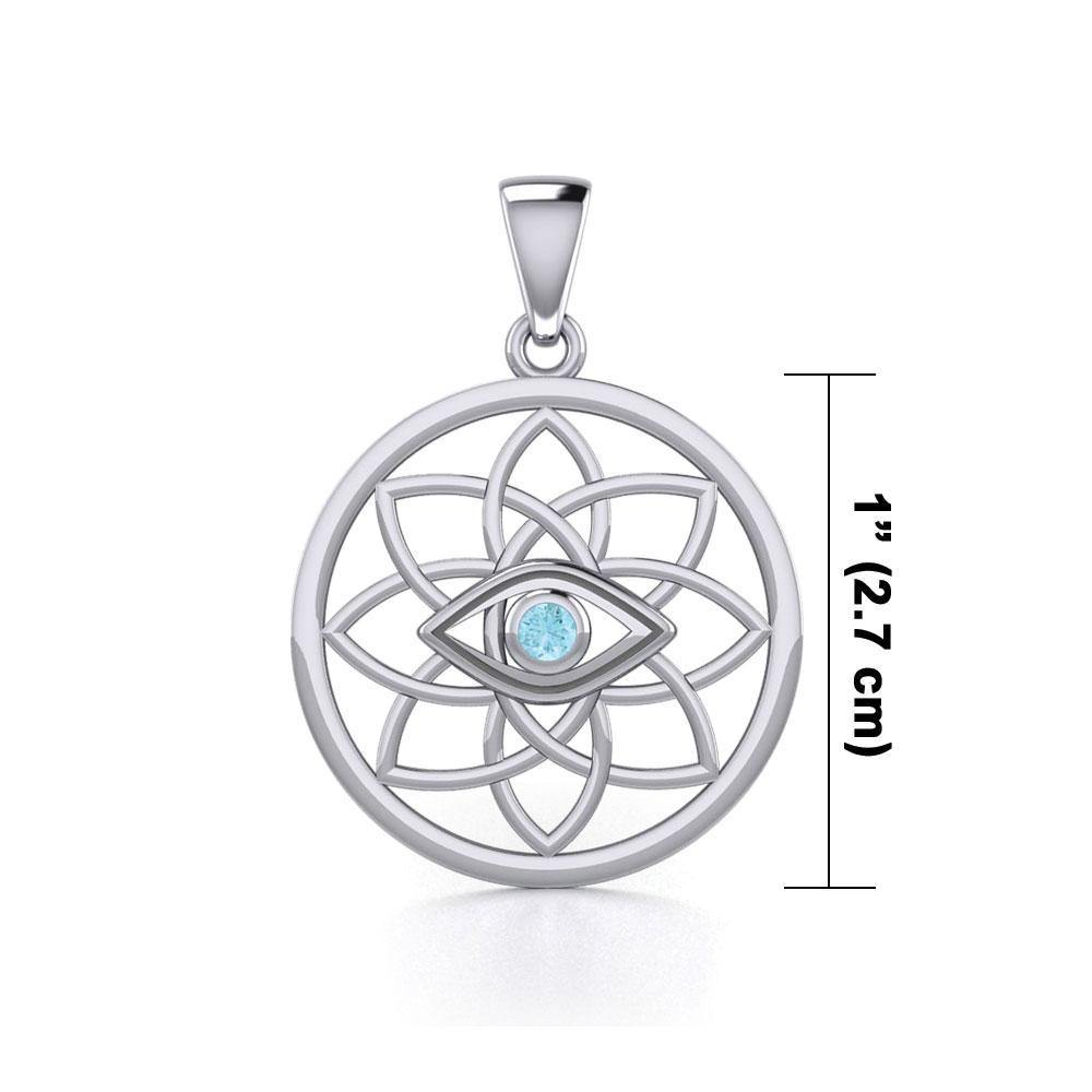 Flower of Life Eye Silver Pendant with Gem TPD5734 - Wholesale Jewelry