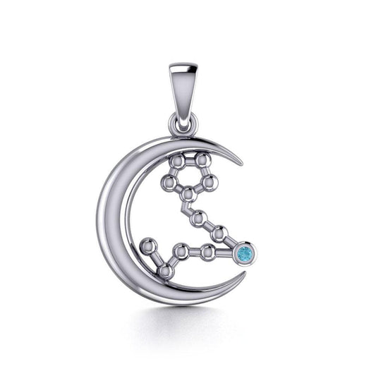 Crescent Moon and Pisces Astrology Constellation Silver Pendant TPD5765 - peterstone.dropshipping