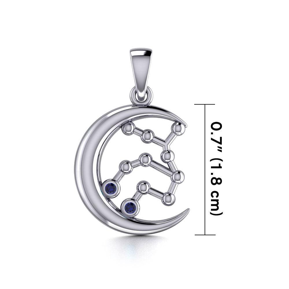 Crescent Moon and Virgo Astrology Constellation Silver Pendant TPD5771 - peterstone.dropshipping