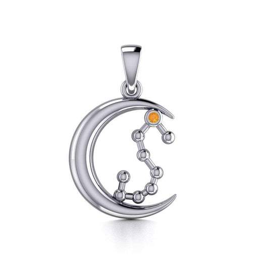 Crescent Moon and Scorpio Astrology Constellation Silver Pendant TPD5773 - peterstone.dropshipping
