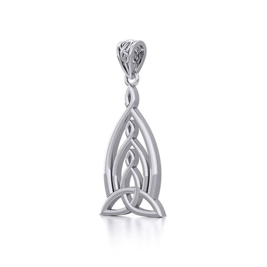 Celtic Father-Mother-Child "Family A Born For Eternity "Triquetra or Trinity Knot Silver Pendant TPD5781 - Wholesale Jewelry