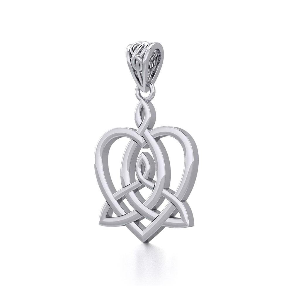 Celtic Motherhood Triquetra or Trinity Heart Silver Pendant TPD5782 - Wholesale Jewelry