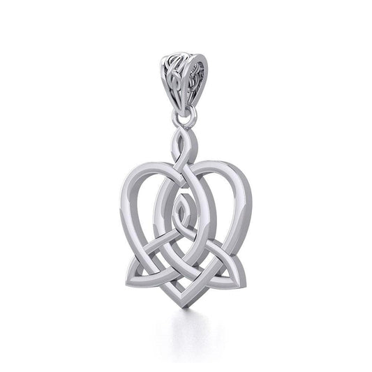 Celtic Motherhood Triquetra or Trinity Heart Silver Pendant TPD5782 - Wholesale Jewelry