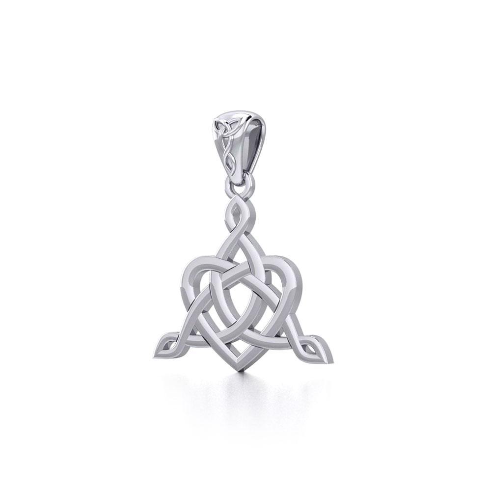 Celtic Father-Mother-Child "Family A Born For Eternity "Triquetra or Trinity Heart Silver Pendant TPD5783 - Wholesale Jewelry