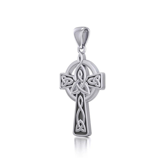 Celtic Cross with Trinity Knot Silver Pendant TPD5809 - Wholesale Jewelry