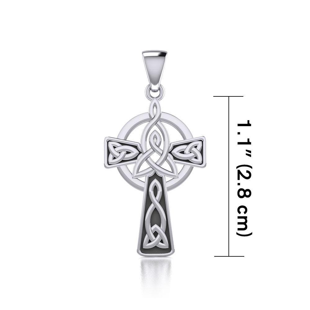 Celtic Cross with Trinity Knot Silver Pendant TPD5809 - Wholesale Jewelry