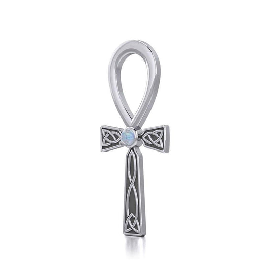 Celtic Ankh Silver Pendant with Gem TPD5812 - Wholesale Jewelry