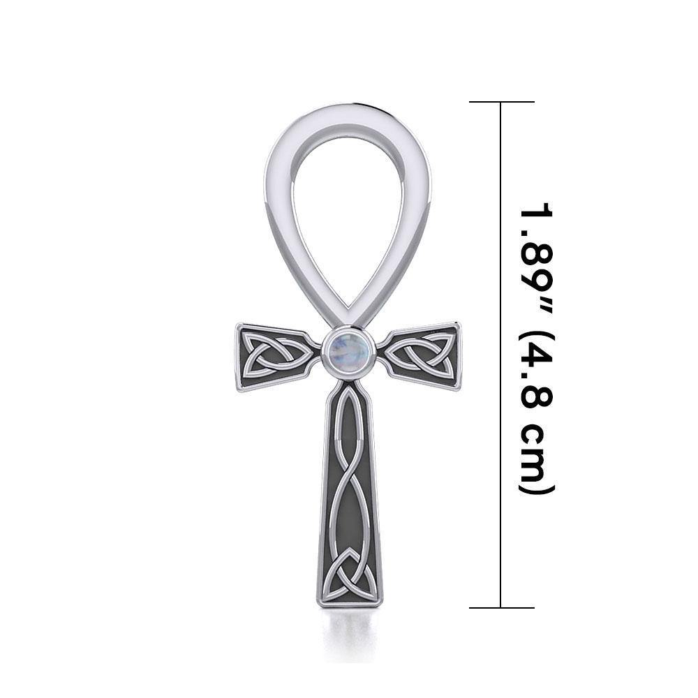 Celtic Ankh Silver Pendant with Gem TPD5812 - Wholesale Jewelry