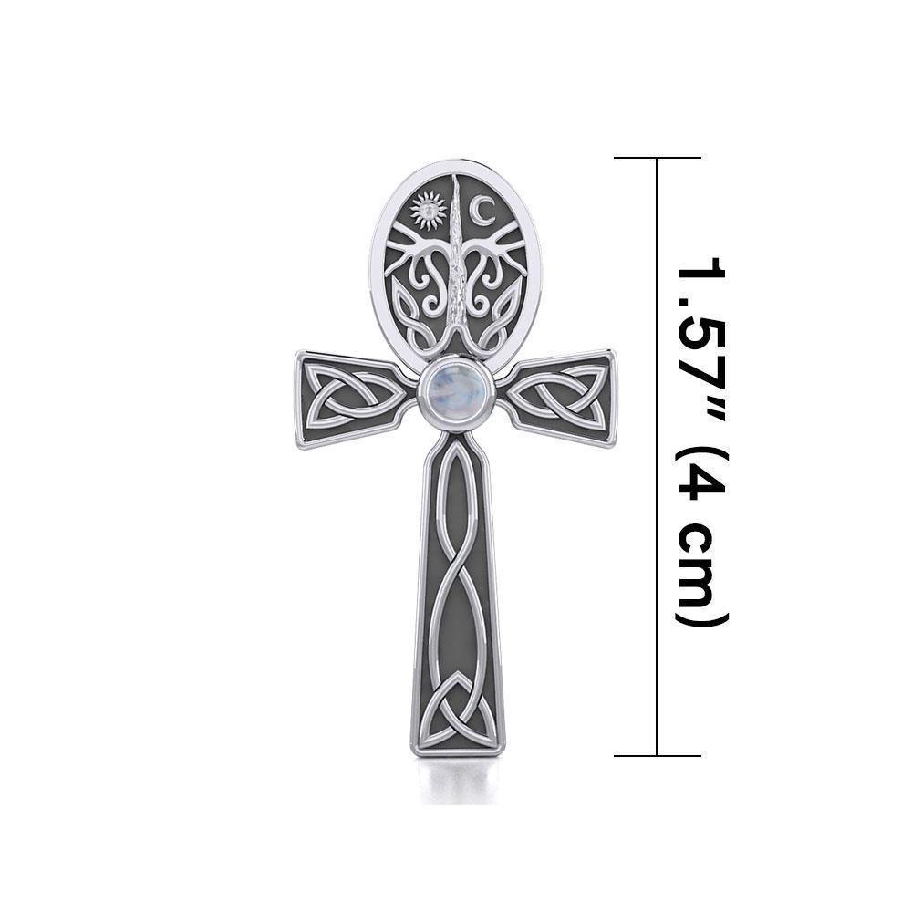 Celtic Ankh Tree of Life Silver Pendant with Gem TPD5813 - Wholesale Jewelry