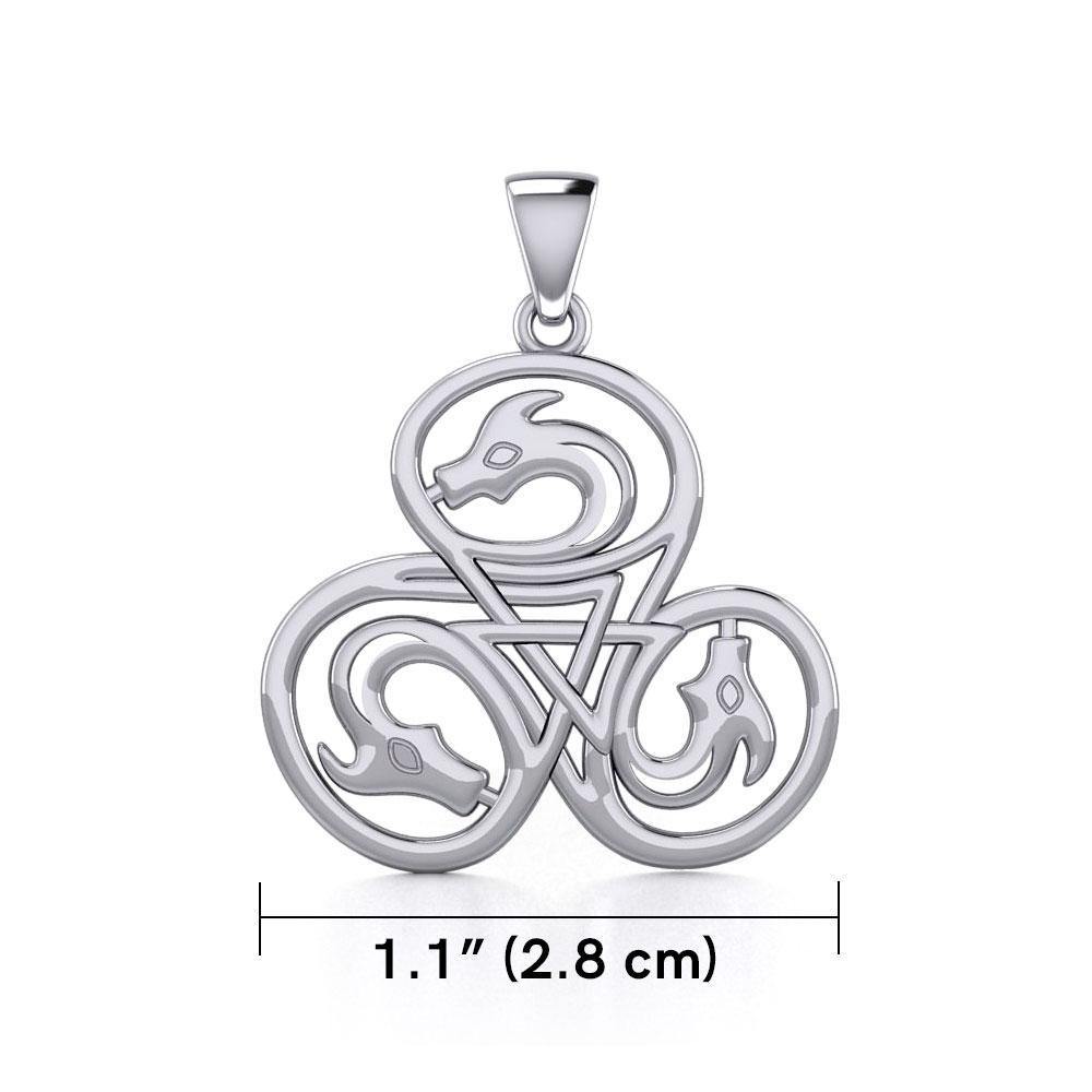 Dragon with Triskele Silver Pendant TPD5819 - Wholesale Jewelry