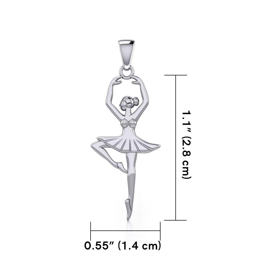 Ballet Dancer Posing Silver Pendant TPD5827 - Wholesale Jewelry