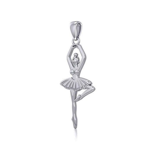 Ballerina Posing Silver Pendant TPD5828 - Wholesale Jewelry