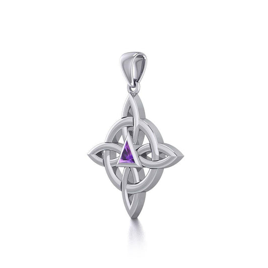 Celtic Four Point Knot Recovery Pendant with Gemstone TPD5841 - Wholesale Jewelry