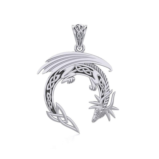 Dragon with Celtic Silver Pendant TPD5849 - peterstone.dropshipping