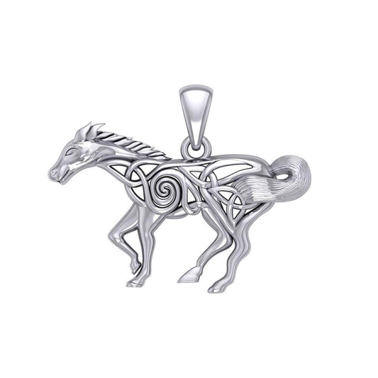 Celtic Running Horse Silver Pendant TPD5861 - peterstone.dropshipping