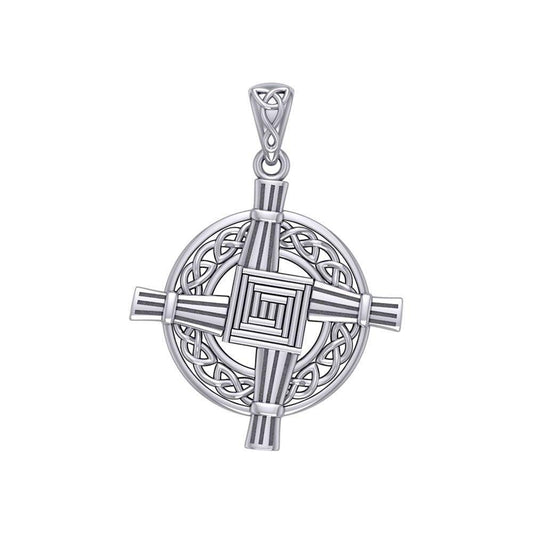 Saint Brigids Cross with Celtic Silver Pendant TPD5880 - peterstone.dropshipping