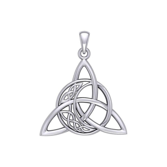 Triquetra and Celtic Crescent Moon Silver Pendant TPD5887 - peterstone.dropshipping