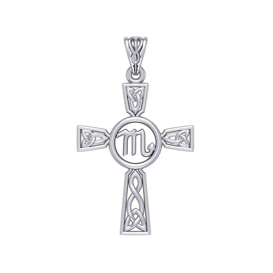 Celtic Cross Scorpio Astrology Zodiac Sign Silver Pendant TPD5955 - peterstone.dropshipping