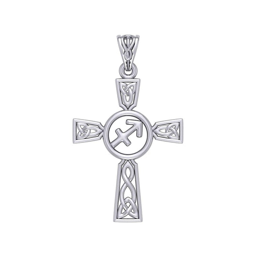 Celtic Cross Sagittarius Astrology Zodiac Sign Silver Pendant TPD5956 - peterstone.dropshipping