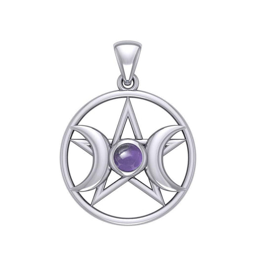 Triple Goddess Silver Pendant with Gemstone TPD5969 - peterstone.dropshipping