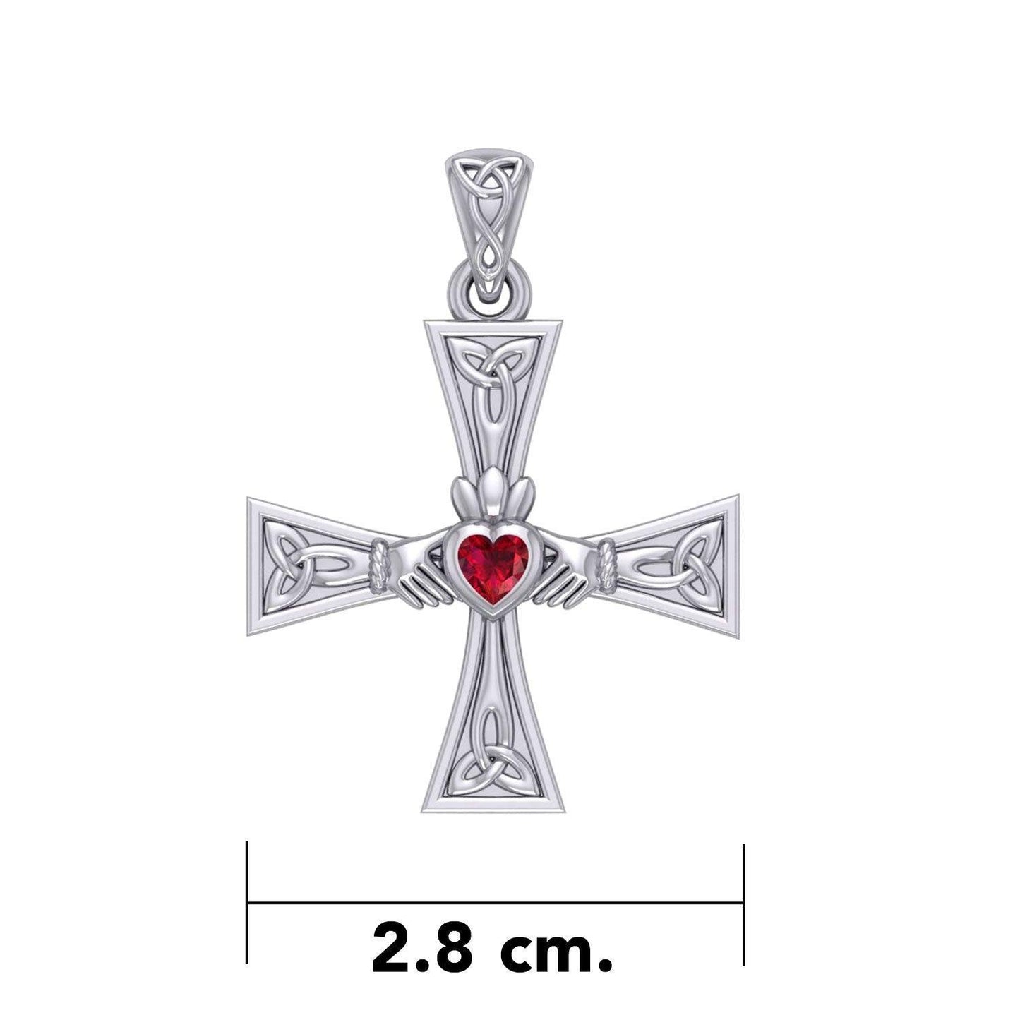 Celtic Cross and Claddagh Silver Pendant with Gem TPD5971 - peterstone.dropshipping