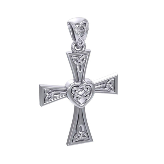 Celtic Cross with Heart Silver Pendant TPD5973 - peterstone.dropshipping