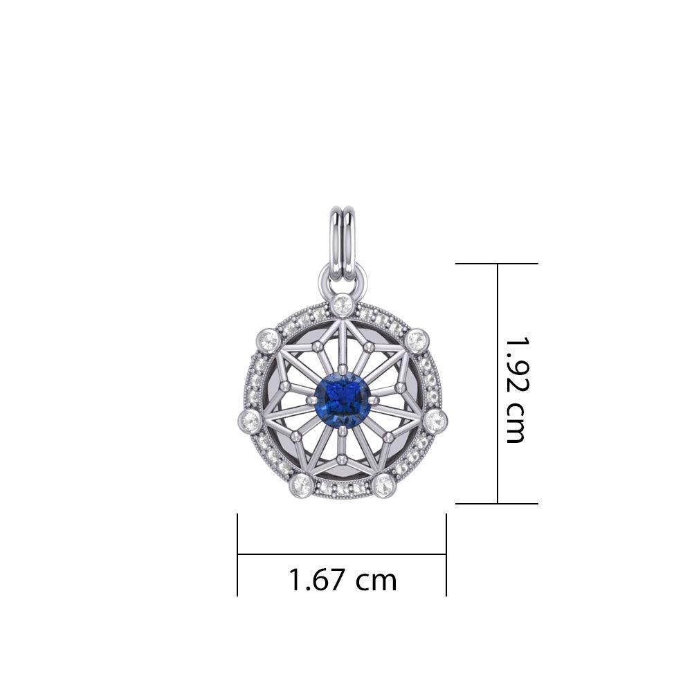 Small Round Tetragram Energy Symbol Silver Pendant with Gemstone TPD5984 - peterstone.dropshipping