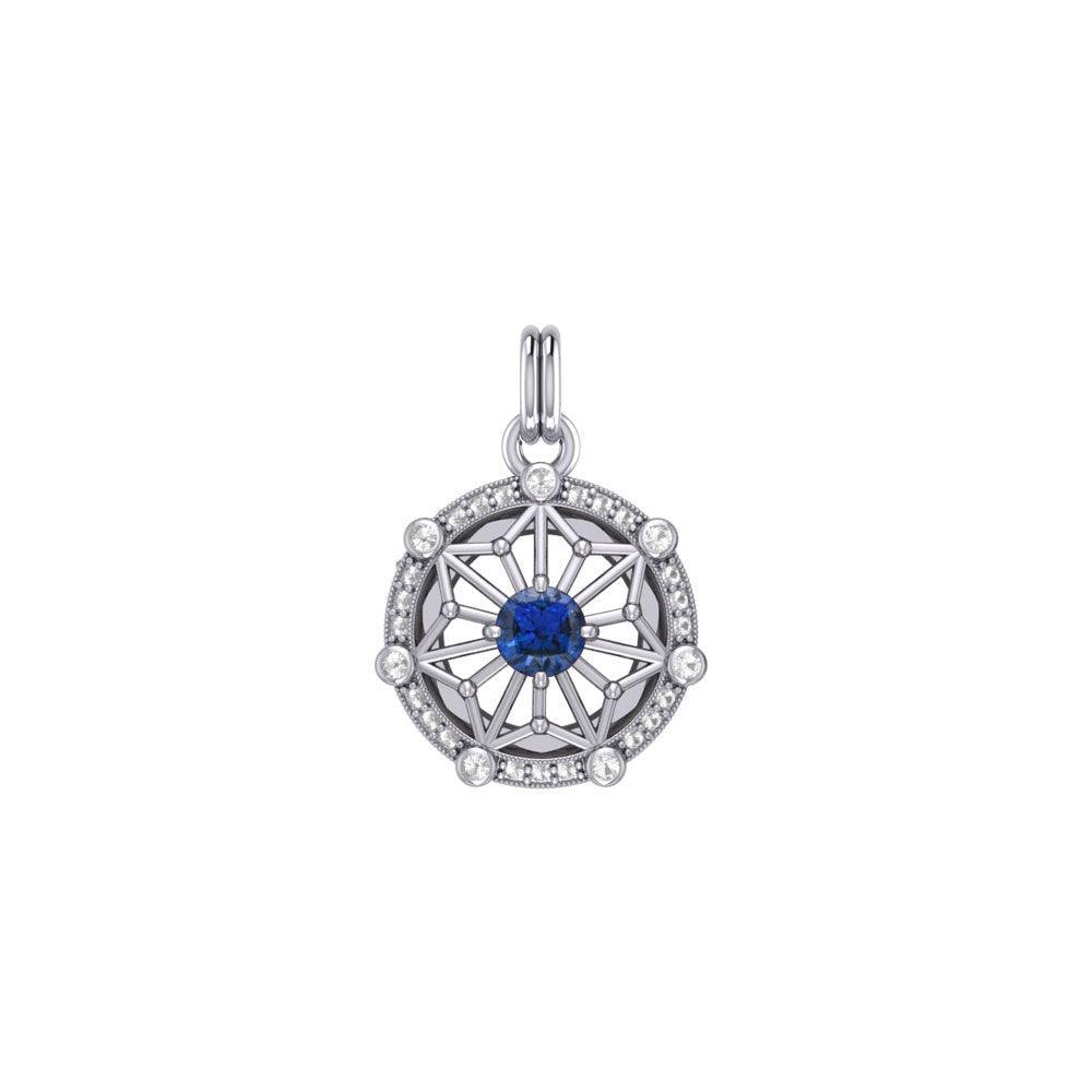 Small Round Tetragram Energy Symbol Silver Pendant with Gemstone TPD5984 - peterstone.dropshipping