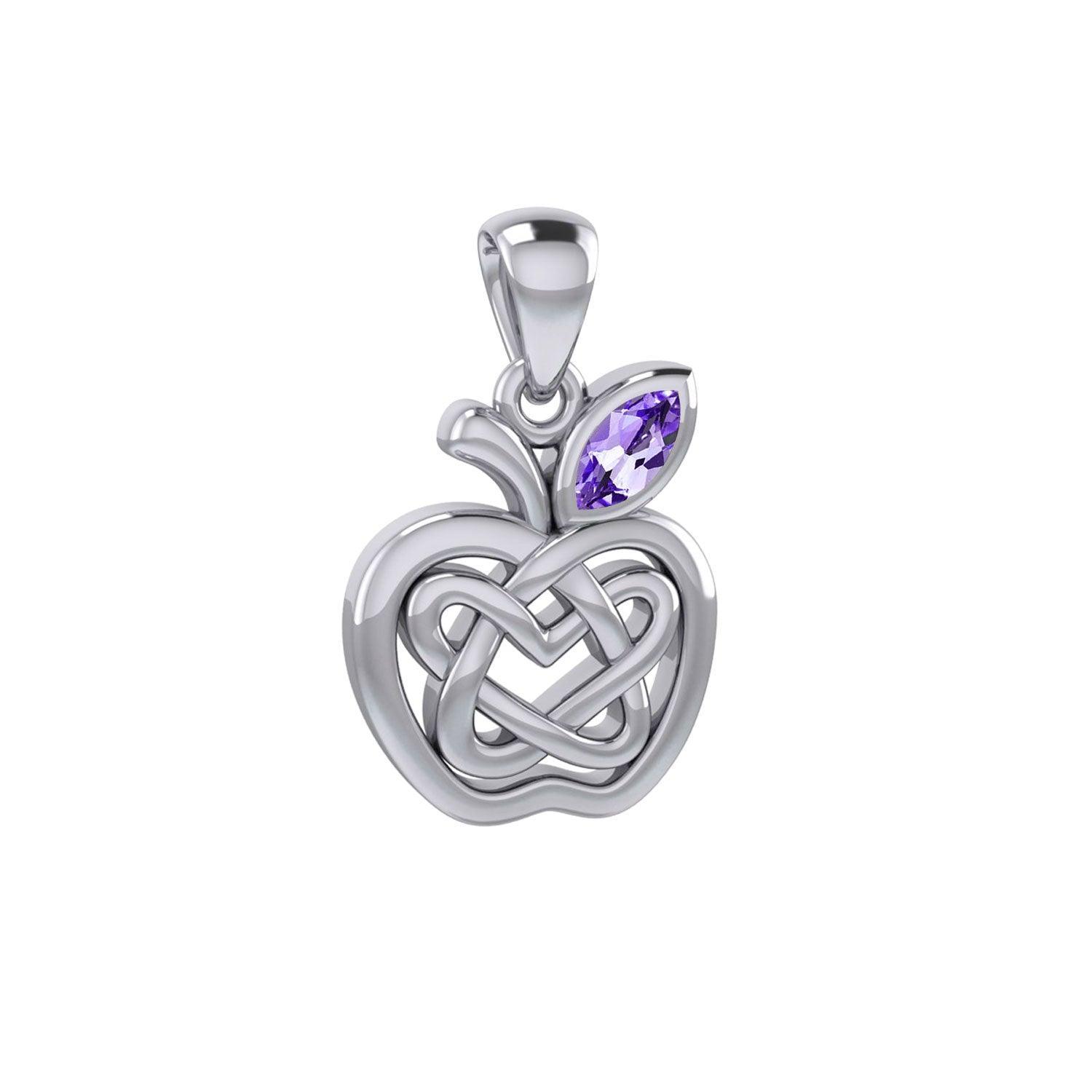 Celtic Spiritual Fruit Apple with Double Heart Silver Pendant with Gemstone TPD5987 - peterstone.dropshipping