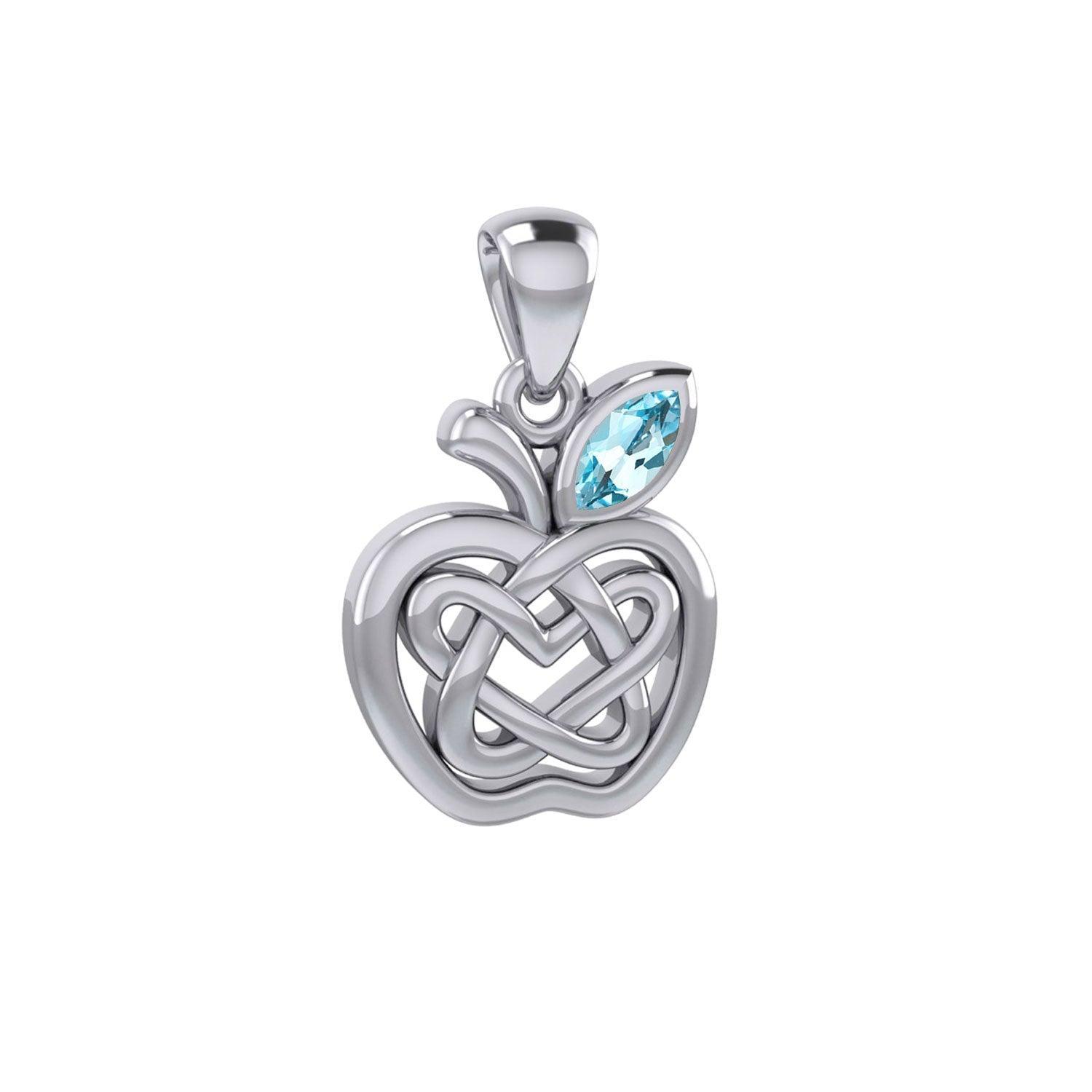 Celtic Spiritual Fruit Apple with Double Heart Silver Pendant with Gemstone TPD5987 - peterstone.dropshipping