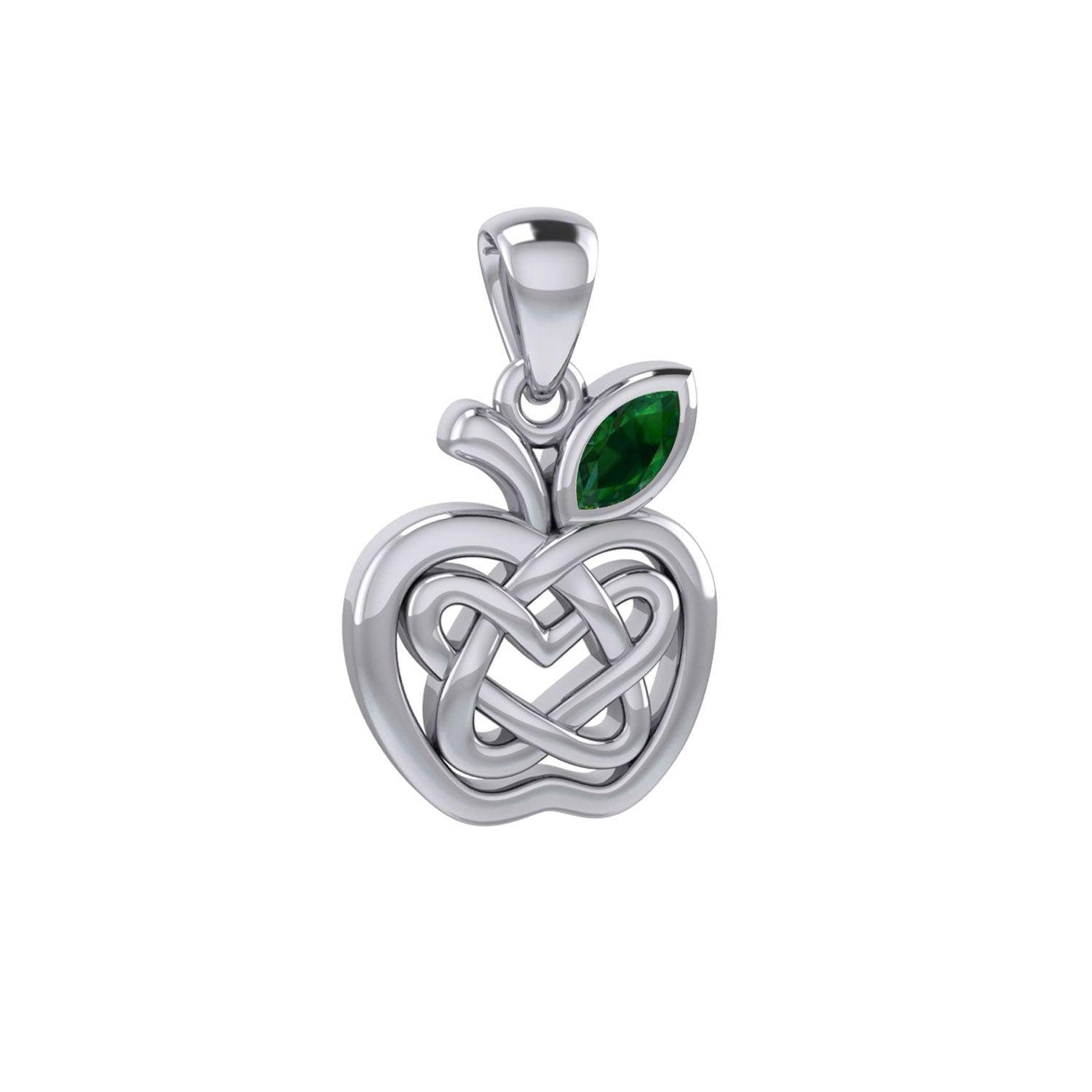 Celtic Spiritual Fruit Apple with Double Heart Silver Pendant with Gemstone TPD5987 - peterstone.dropshipping