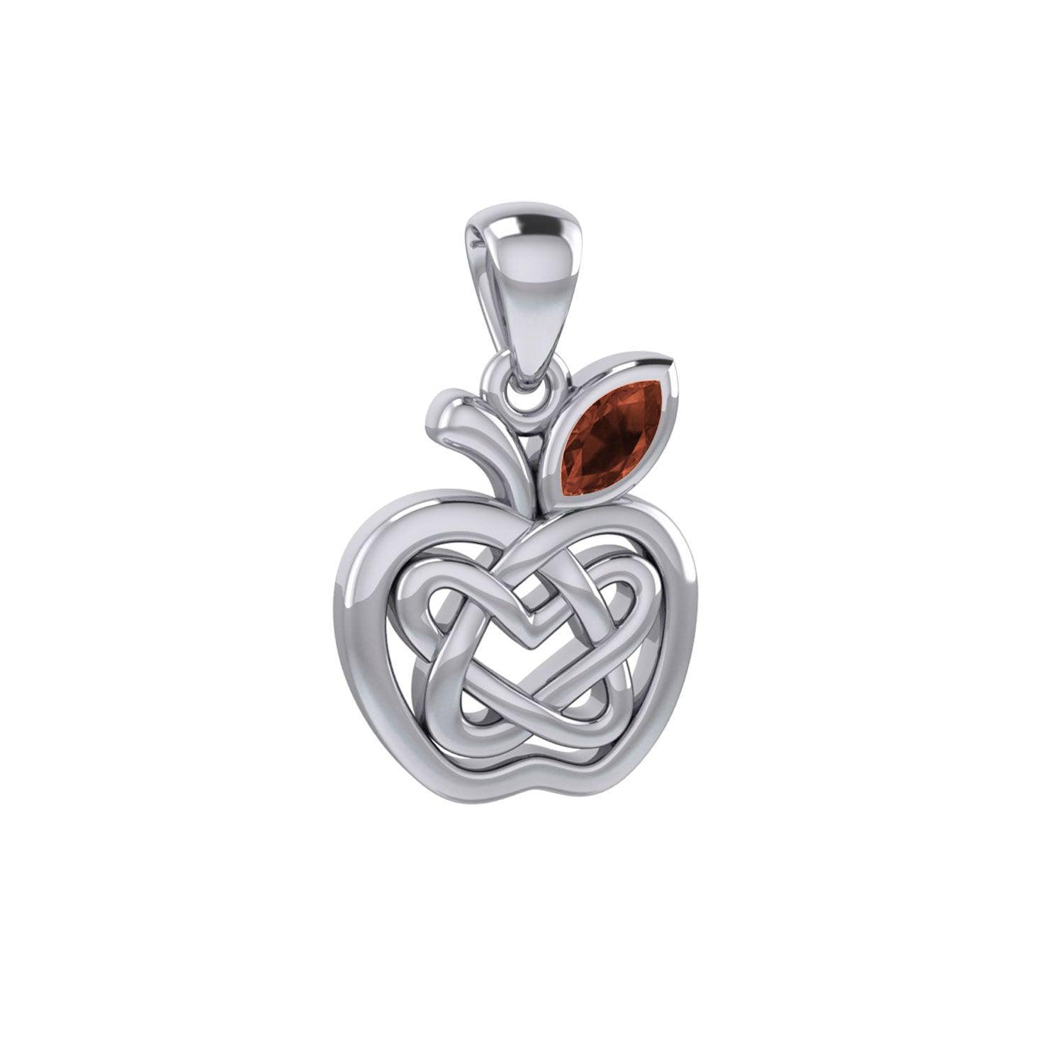 Celtic Spiritual Fruit Apple with Double Heart Silver Pendant with Gemstone TPD5987 - peterstone.dropshipping