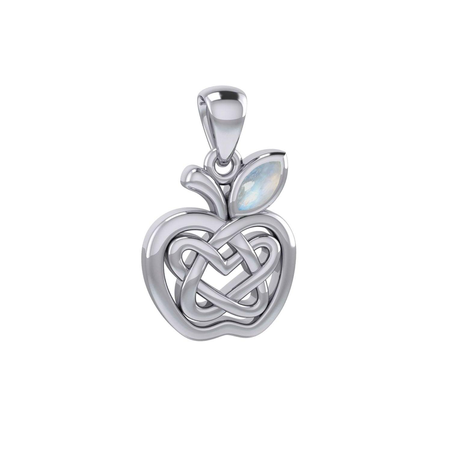 Celtic Spiritual Fruit Apple with Double Heart Silver Pendant with Gemstone TPD5987 - peterstone.dropshipping