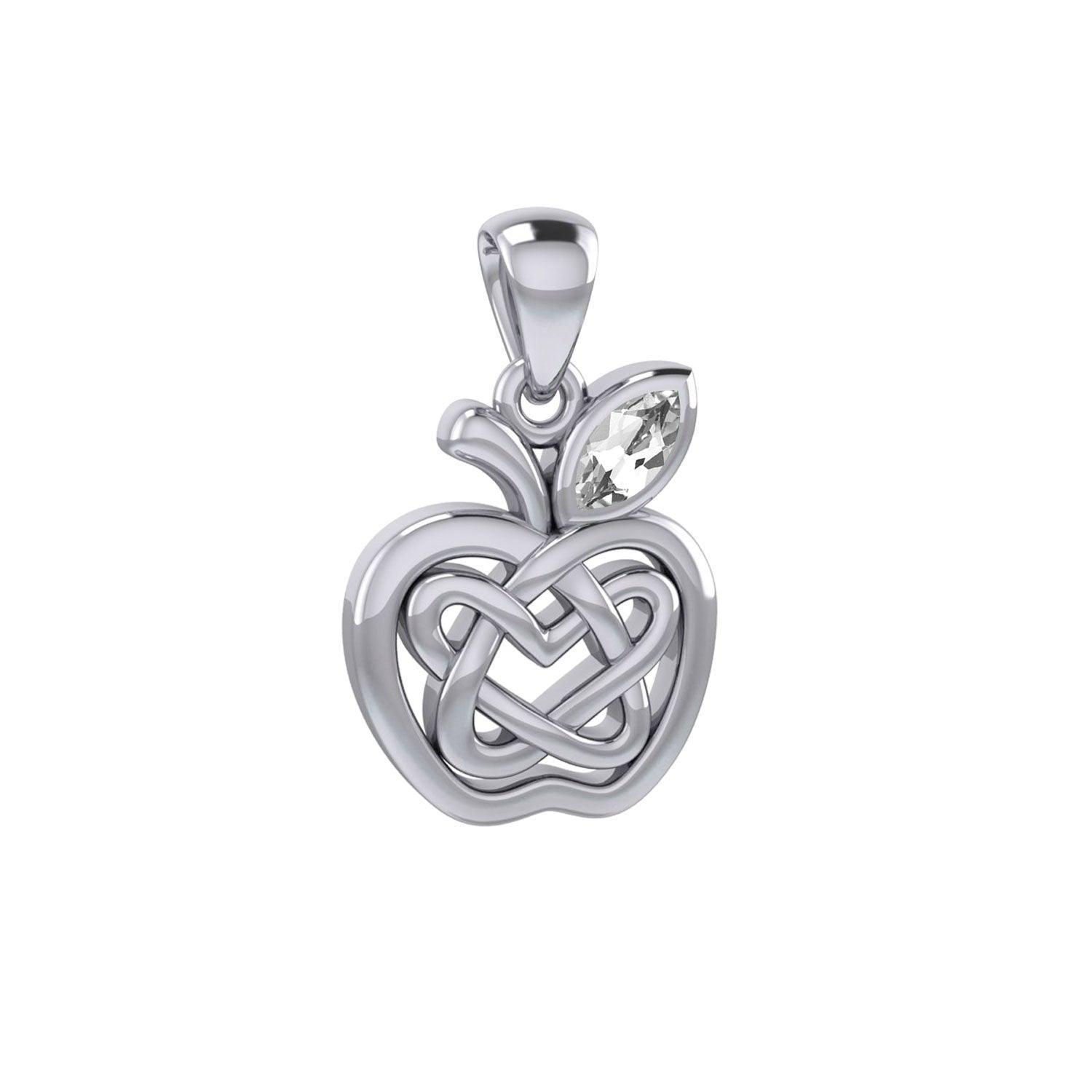 Celtic Spiritual Fruit Apple with Double Heart Silver Pendant with Gemstone TPD5987 - peterstone.dropshipping