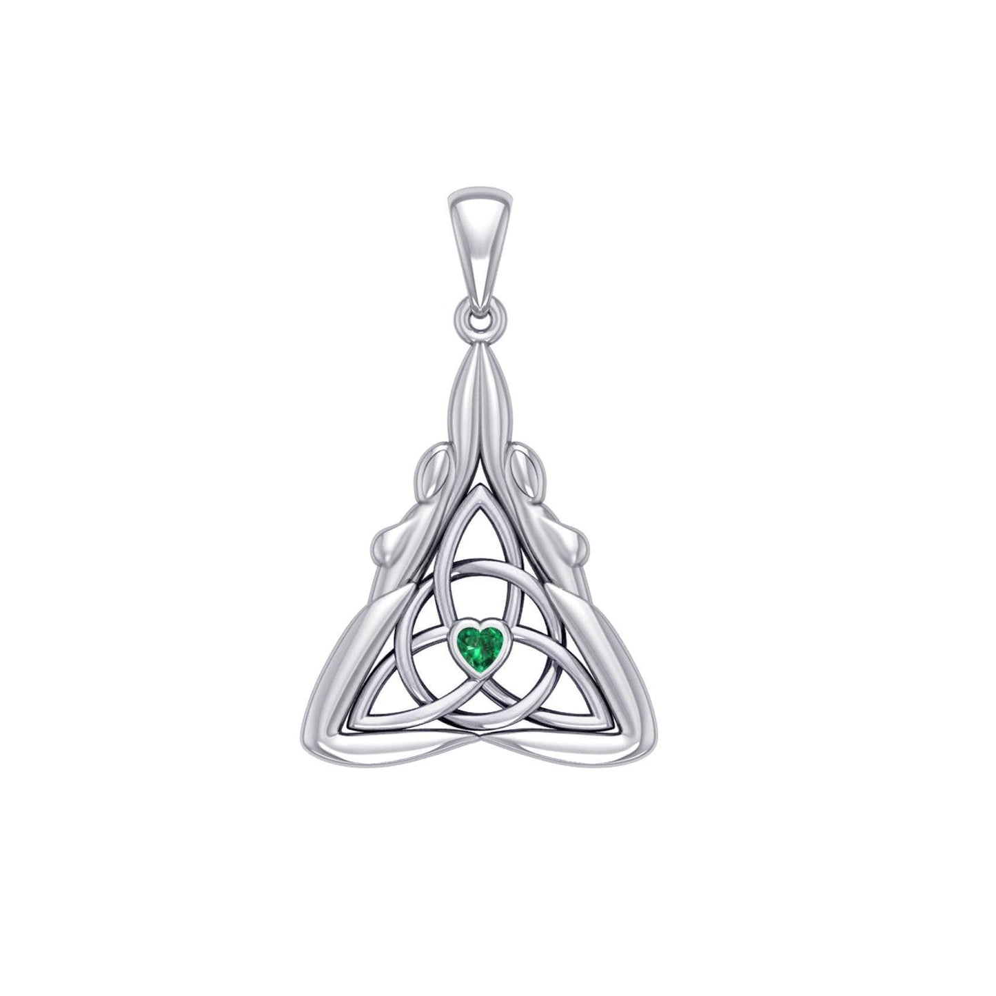 Double Goddess with Celtic Triquetra Silver Pendant with Gemstone TPD5989 - peterstone.dropshipping