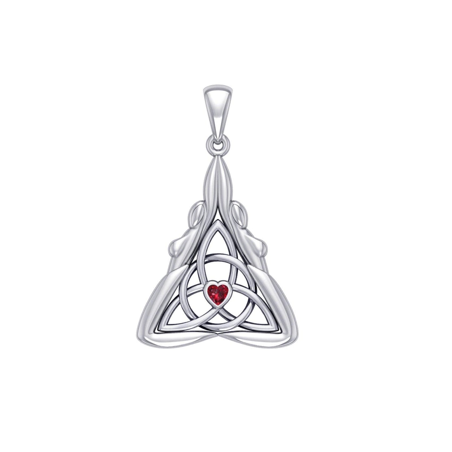 Double Goddess with Celtic Triquetra Silver Pendant with Gemstone TPD5989 - peterstone.dropshipping