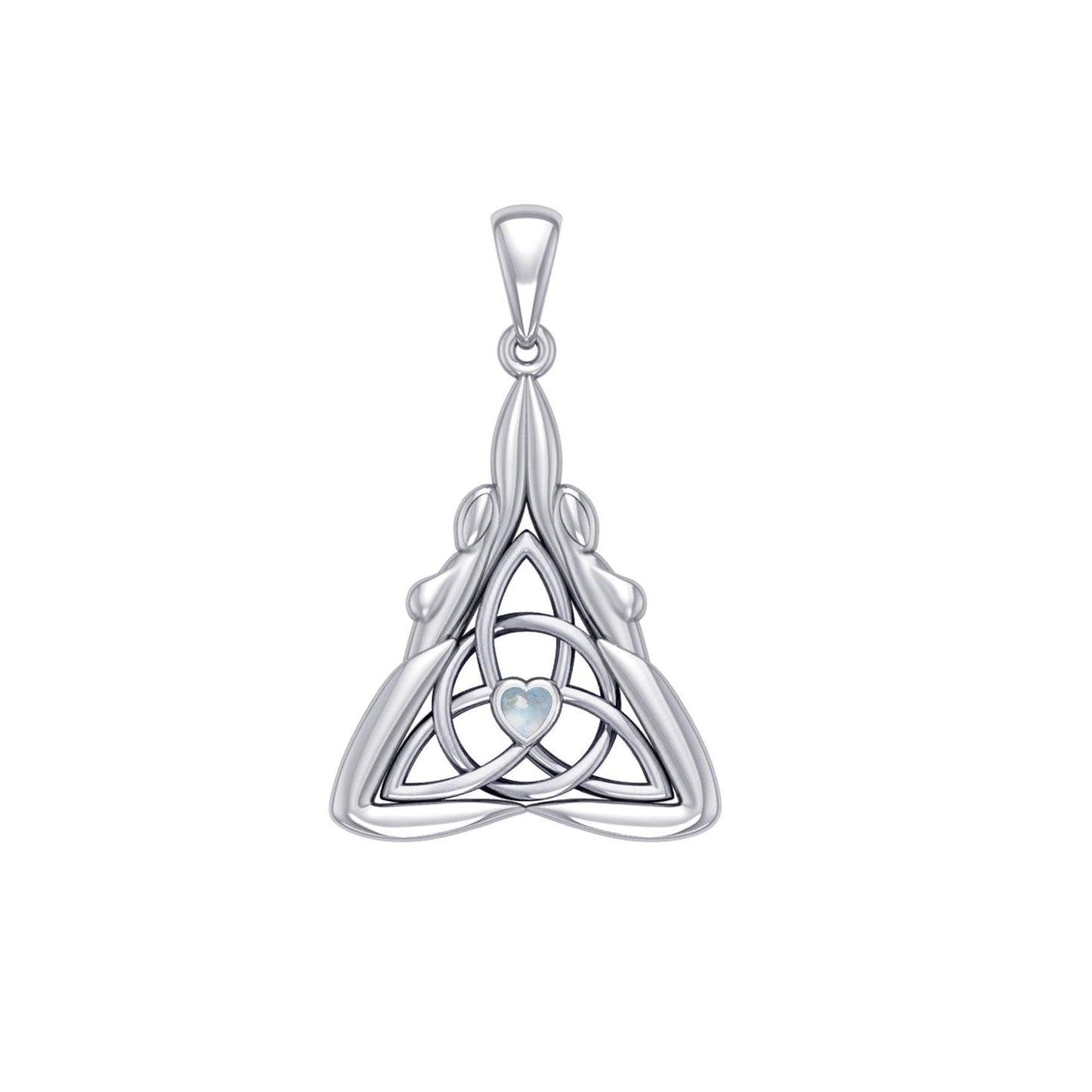 Double Goddess with Celtic Triquetra Silver Pendant with Gemstone TPD5989 - peterstone.dropshipping