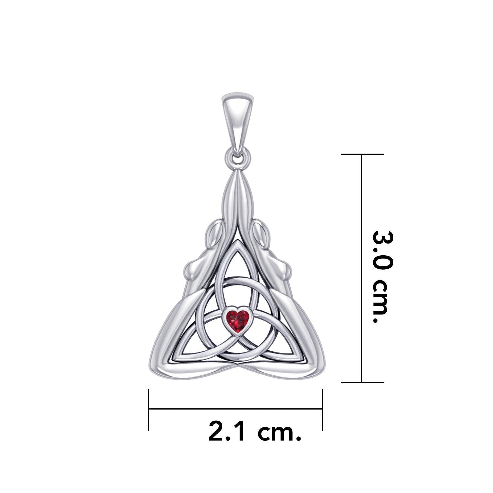 Double Goddess with Celtic Triquetra Silver Pendant with Gemstone TPD5989 - peterstone.dropshipping