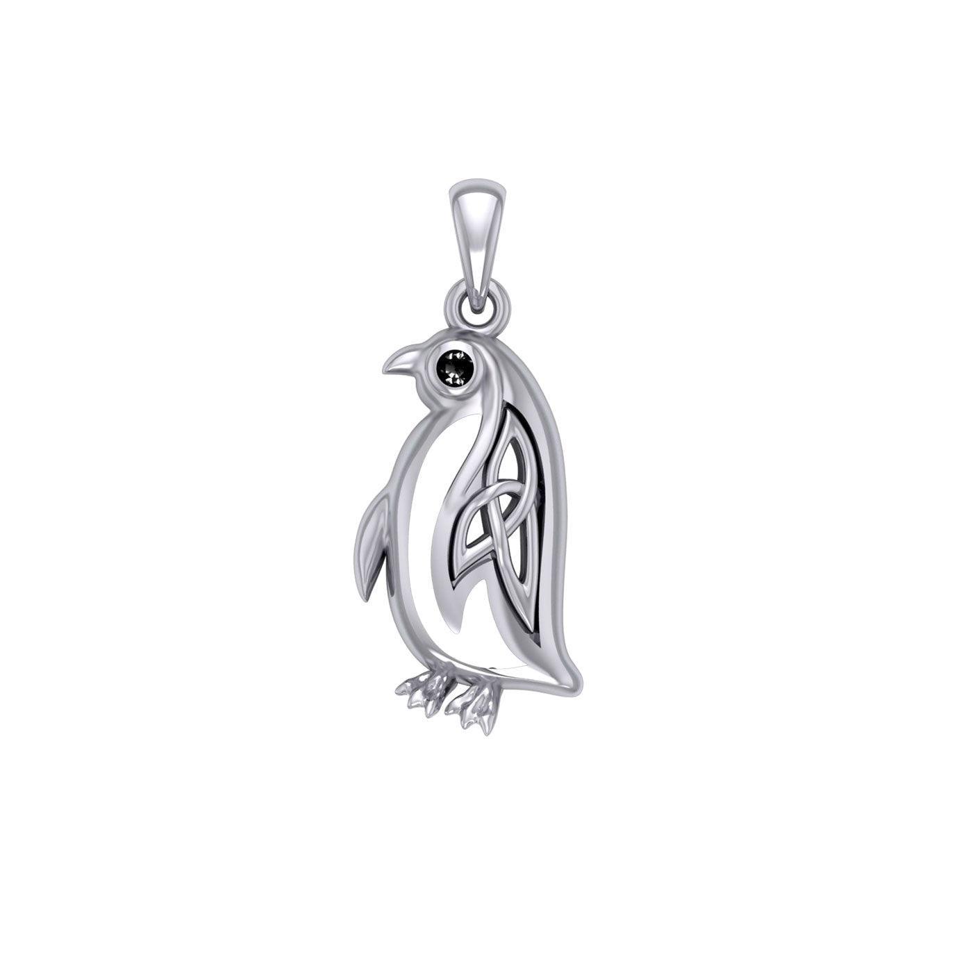 Celtic Spirit of The Antarctic Penguin Silver Pendant with Gem TPD6010 - peterstone.dropshipping