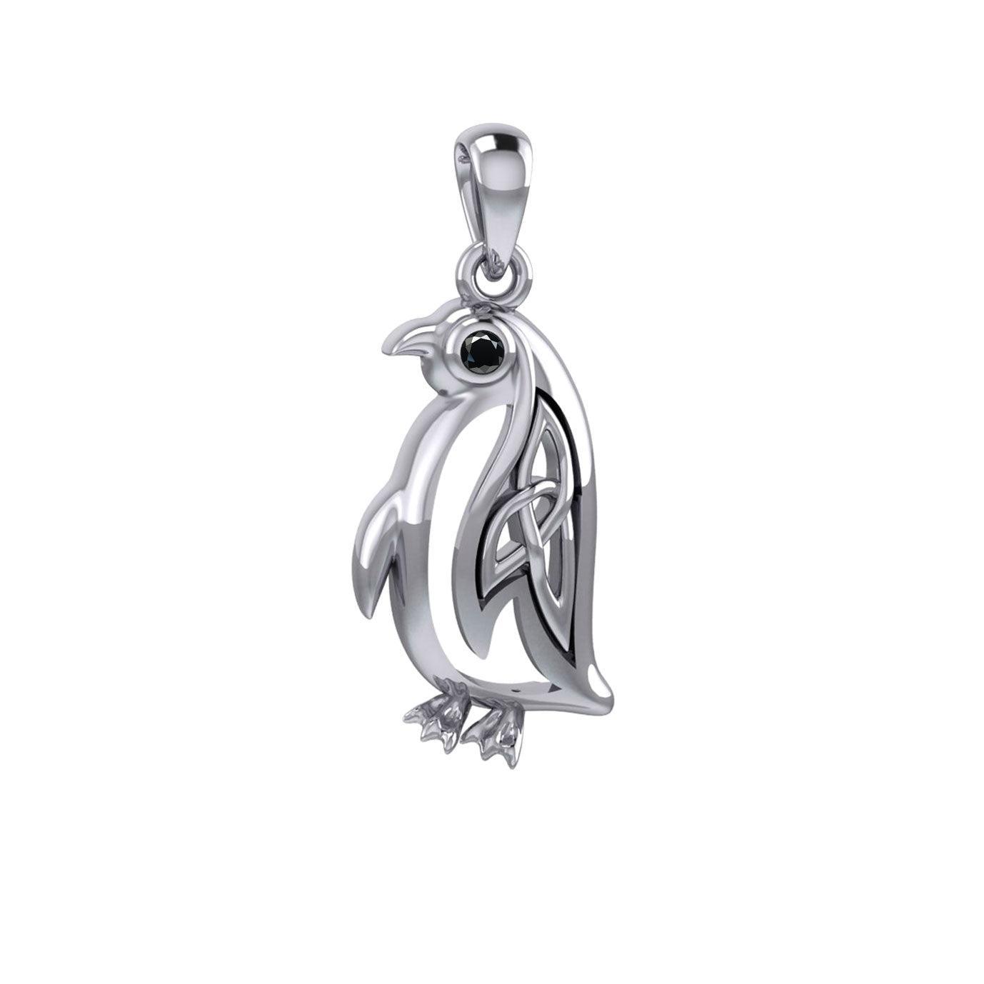 Celtic Spirit of The Antarctic Penguin Silver Pendant with Gem TPD6010 - peterstone.dropshipping