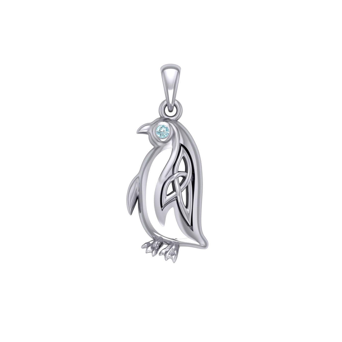 Celtic Spirit of The Antarctic Penguin Silver Pendant with Gem TPD6010 - peterstone.dropshipping