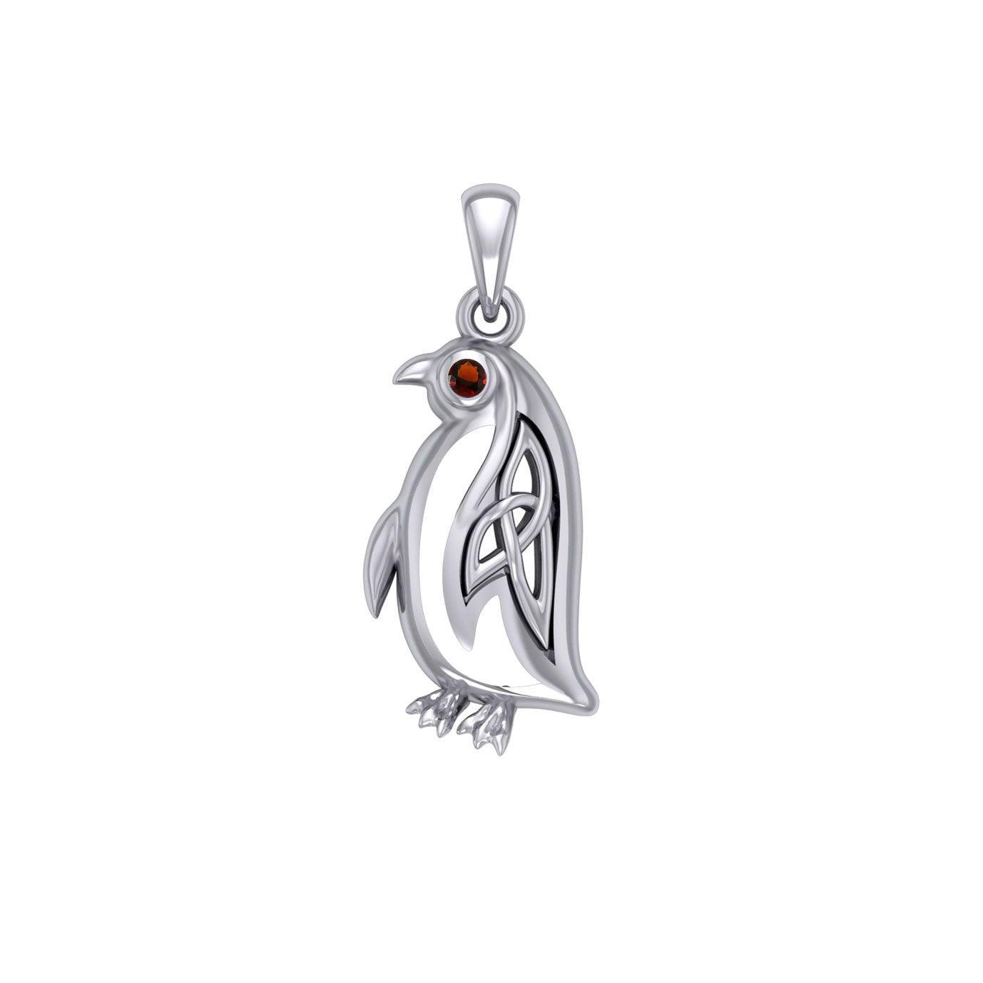 Celtic Spirit of The Antarctic Penguin Silver Pendant with Gem TPD6010 - peterstone.dropshipping