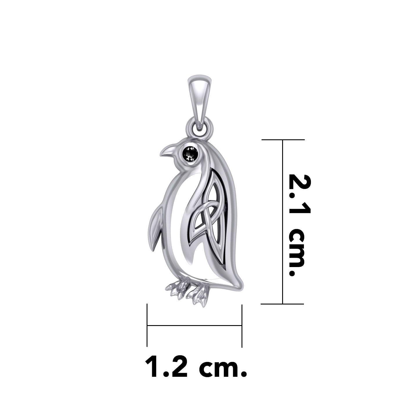Celtic Spirit of The Antarctic Penguin Silver Pendant with Gem TPD6010 - peterstone.dropshipping