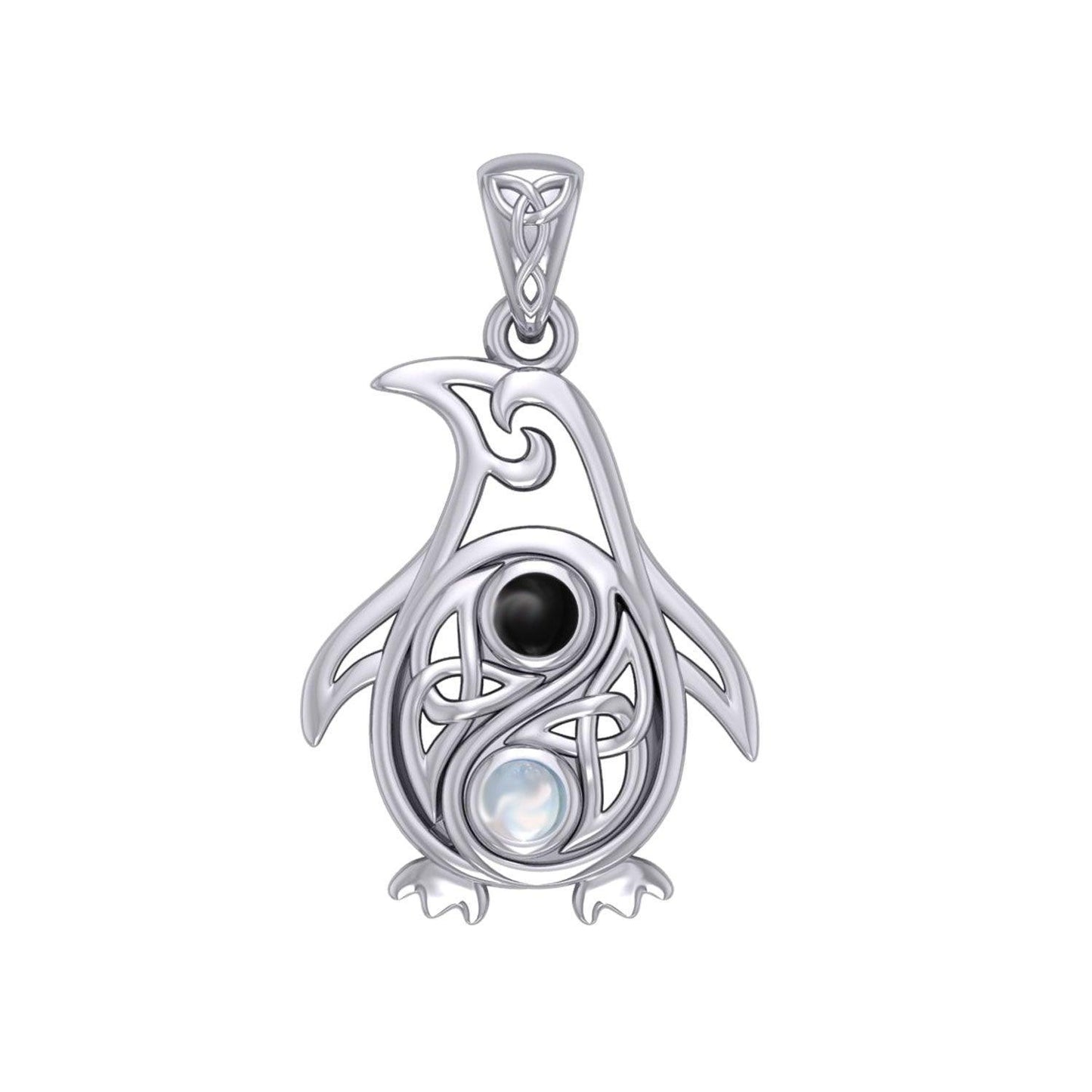 Celtic Yin Yang Spirit of The Antarctic Penguin Silver Pendant with Gem TPD6014 - peterstone.dropshipping