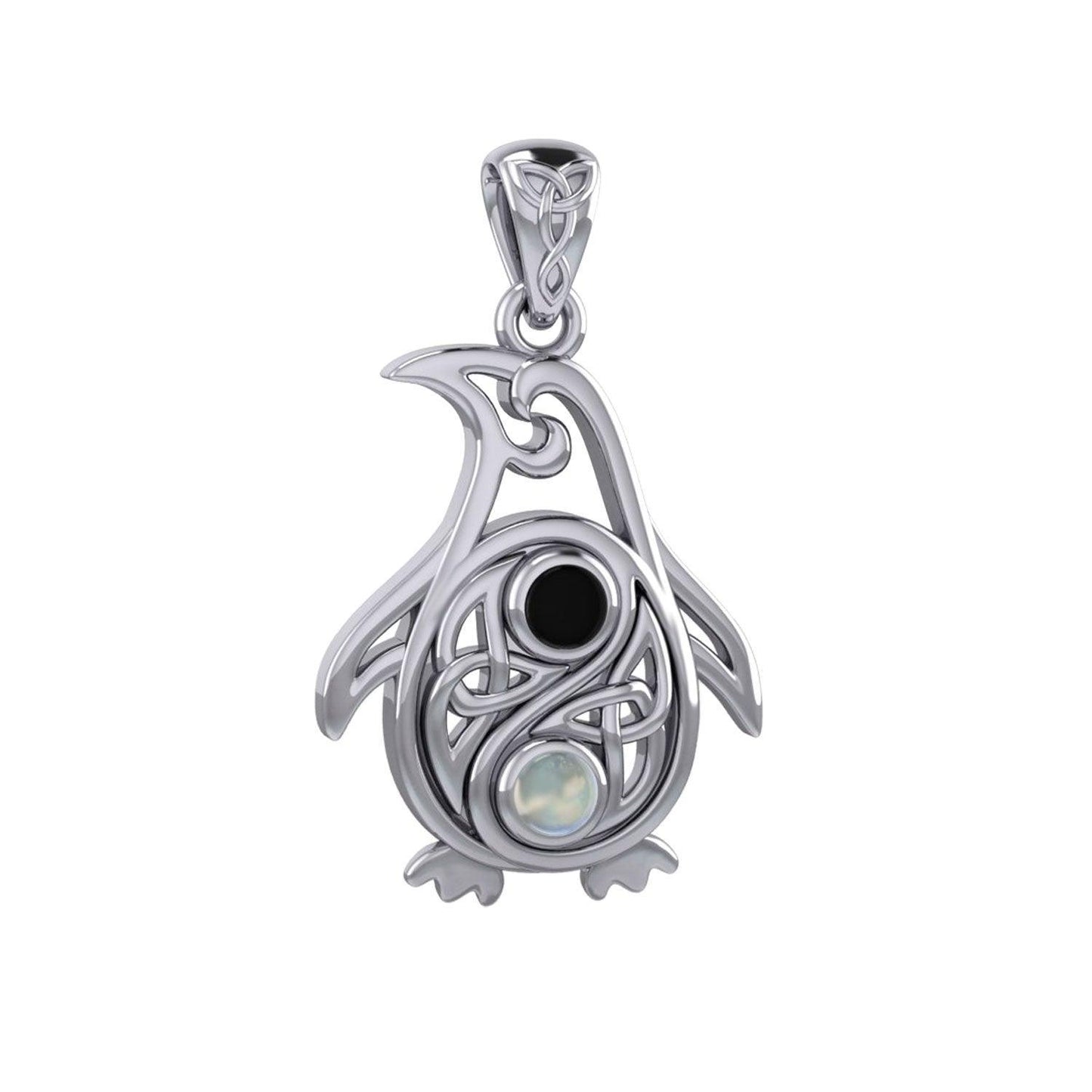 Celtic Yin Yang Spirit of The Antarctic Penguin Silver Pendant with Gem TPD6014 - peterstone.dropshipping