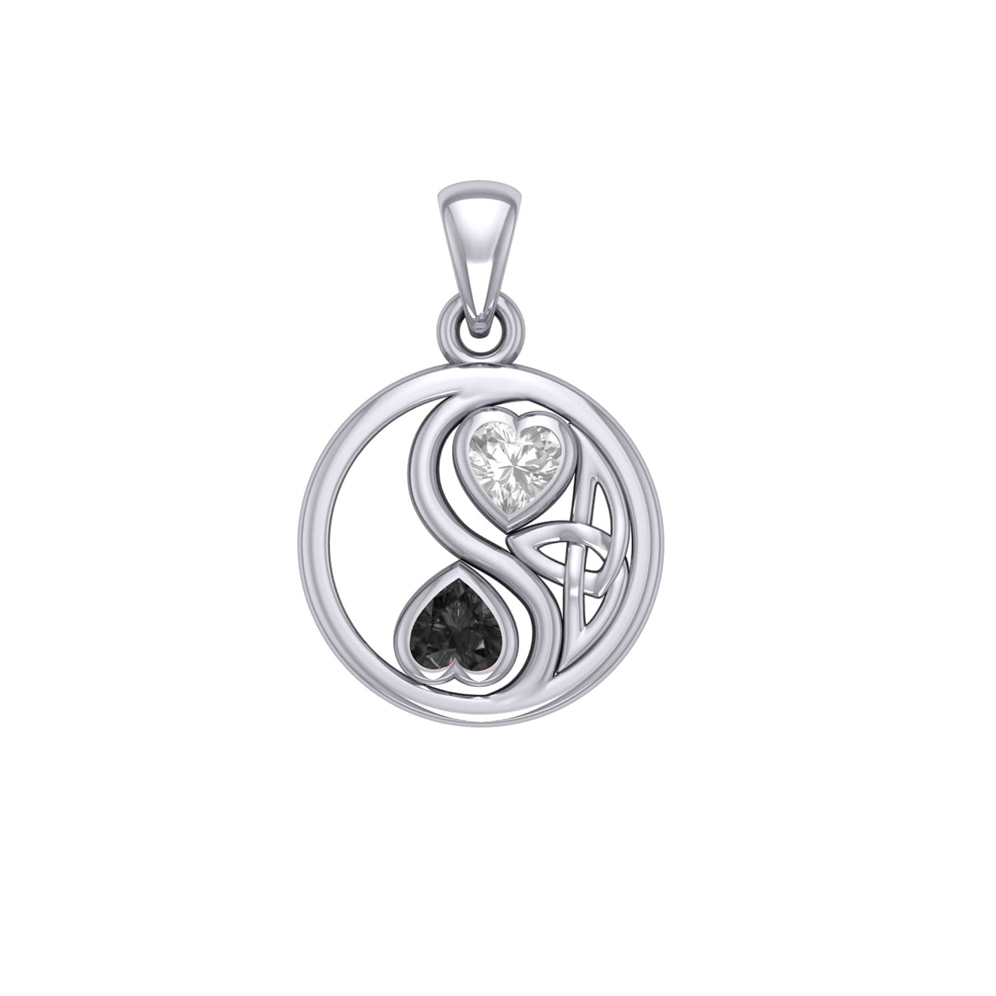 Celtic Yin Yang Love Silver Pendant with Gemstone TPD6019