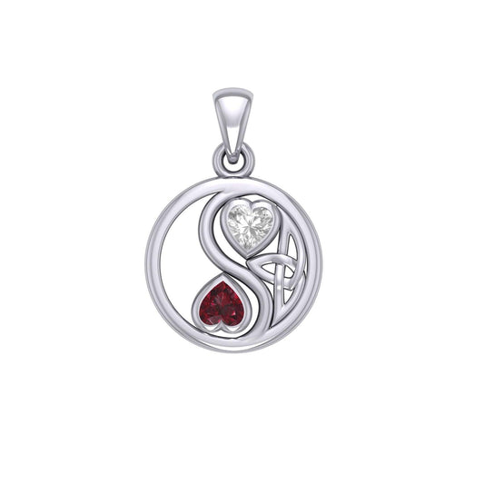 Celtic Yin Yang Love Silver Pendant with Gemstone TPD6019 - peterstone.dropshipping